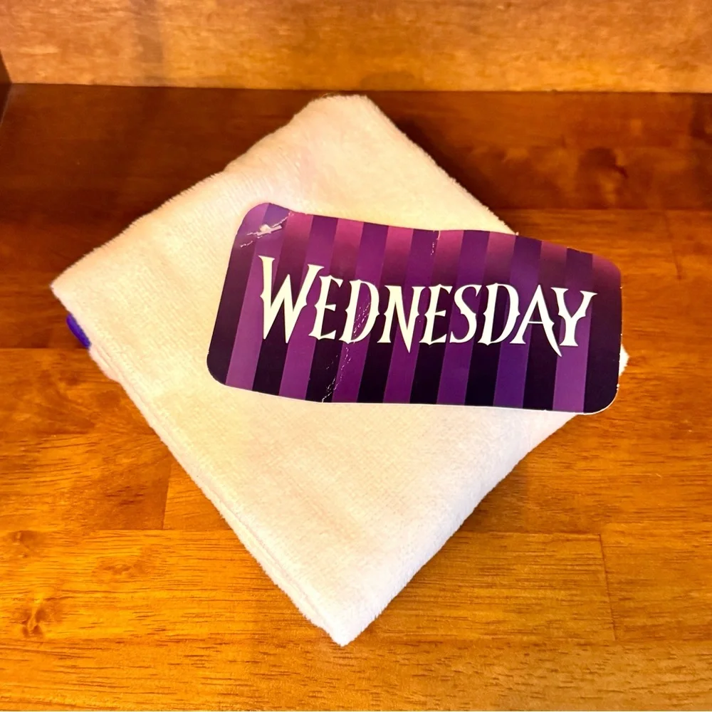 Wednesday Addams Family Hand Towel 🖤 Halloween Gothic White Purple Black BNWT
